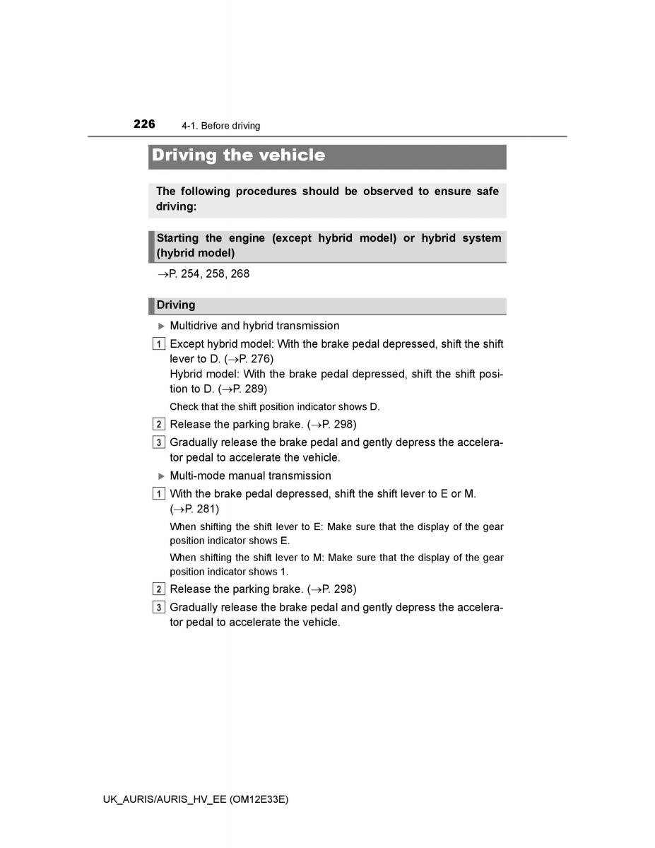 Toyota Auris II 2 owners manual / page 226