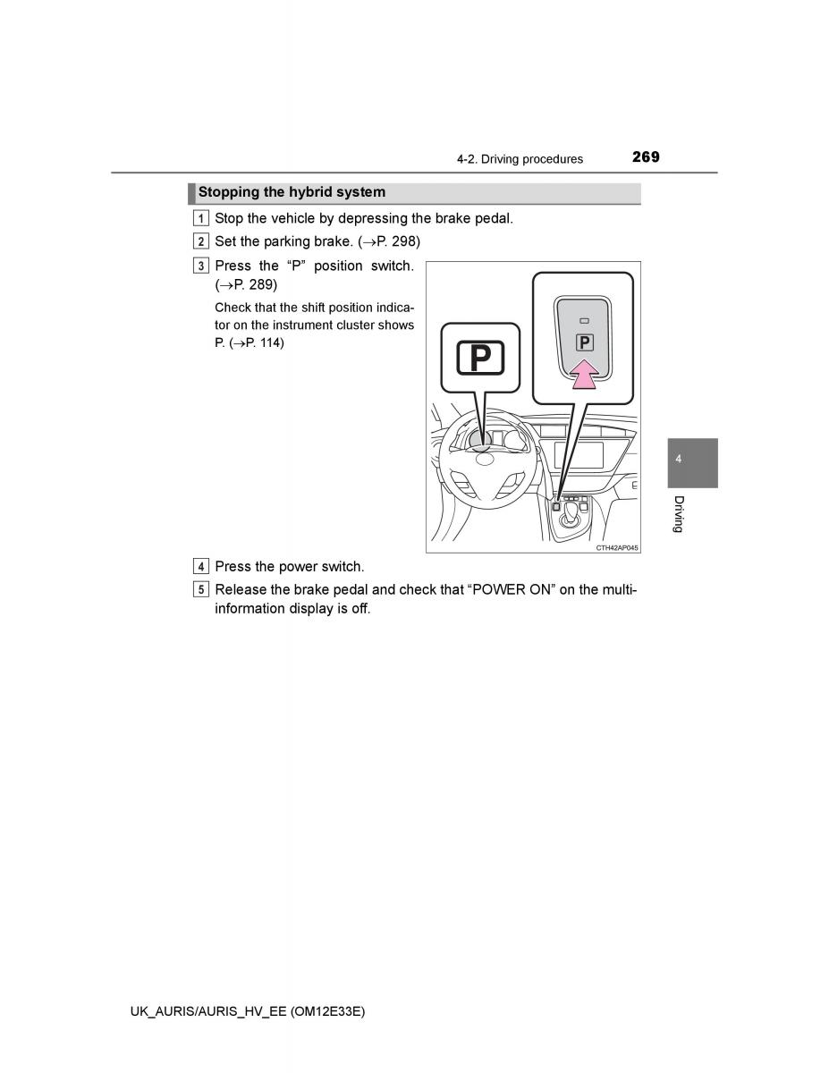 Toyota Auris II 2 owners manual / page 269