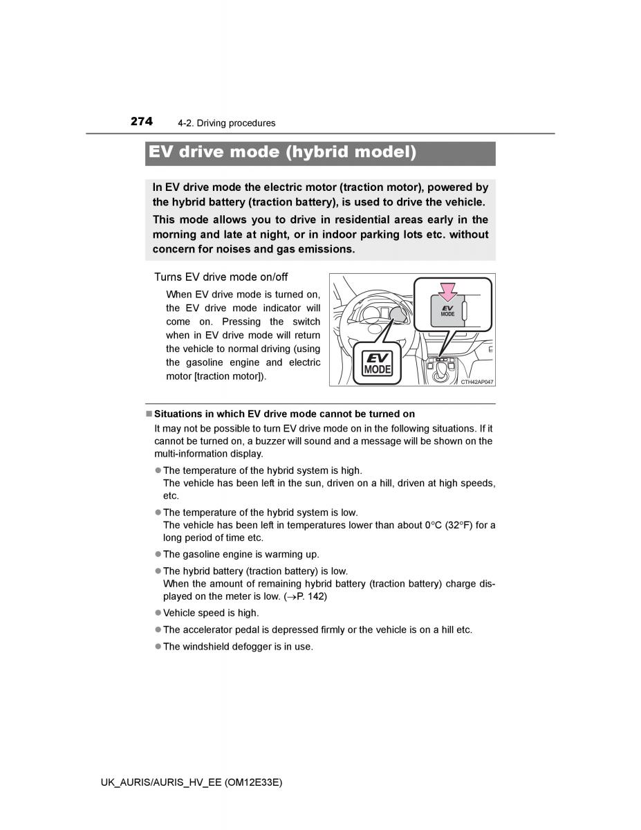 Toyota Auris II 2 owners manual / page 274