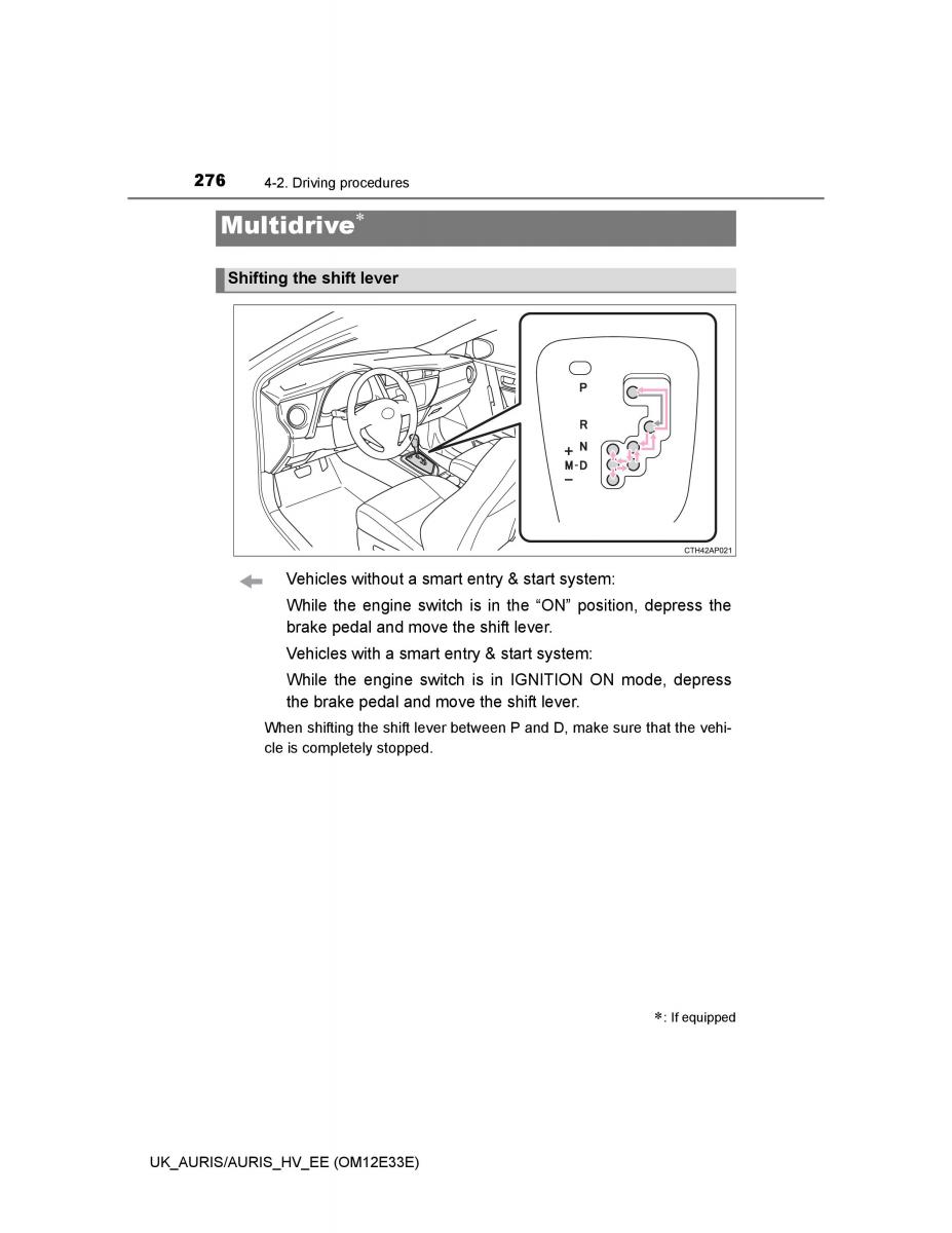 Toyota Auris II 2 owners manual / page 276