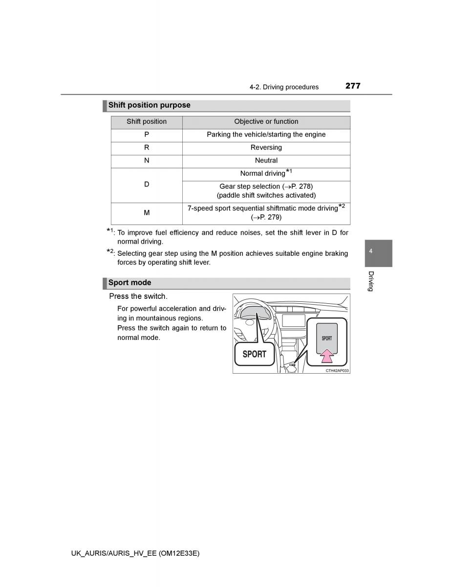 Toyota Auris II 2 owners manual / page 277