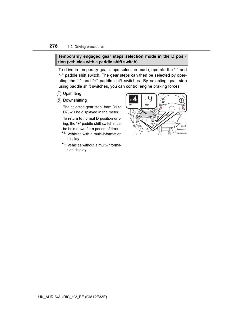 Toyota Auris II 2 owners manual / page 278