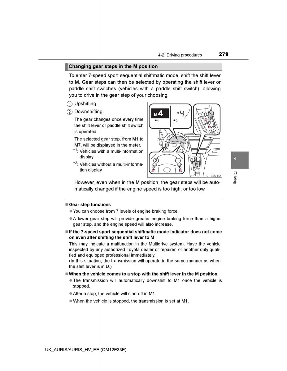 Toyota Auris II 2 owners manual / page 279