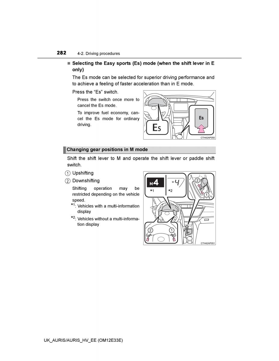 Toyota Auris II 2 owners manual / page 282