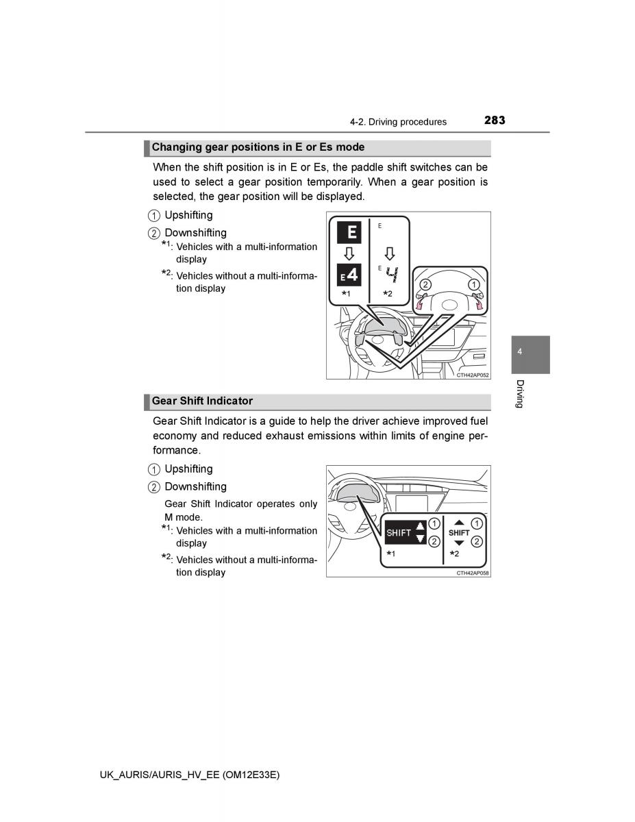 Toyota Auris II 2 owners manual / page 283