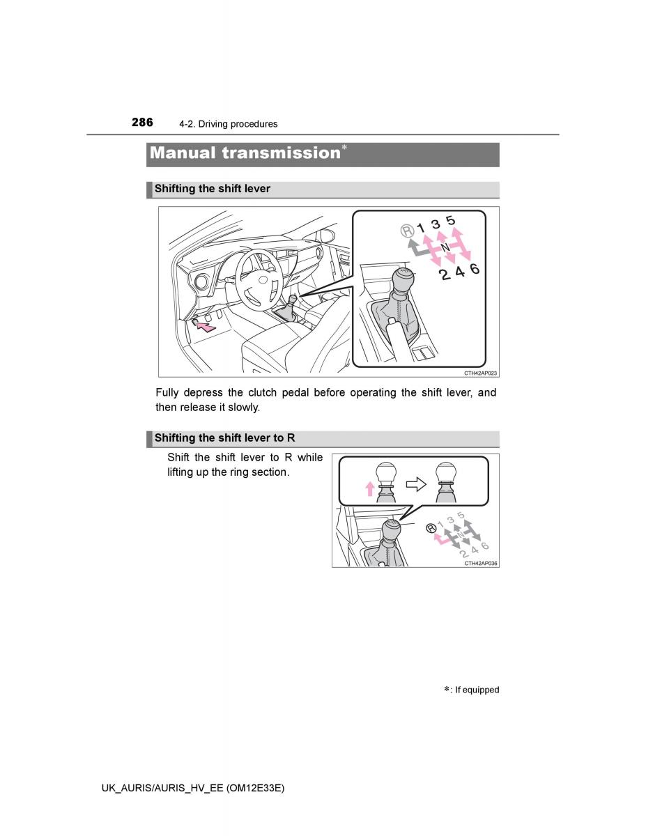 Toyota Auris II 2 owners manual / page 286