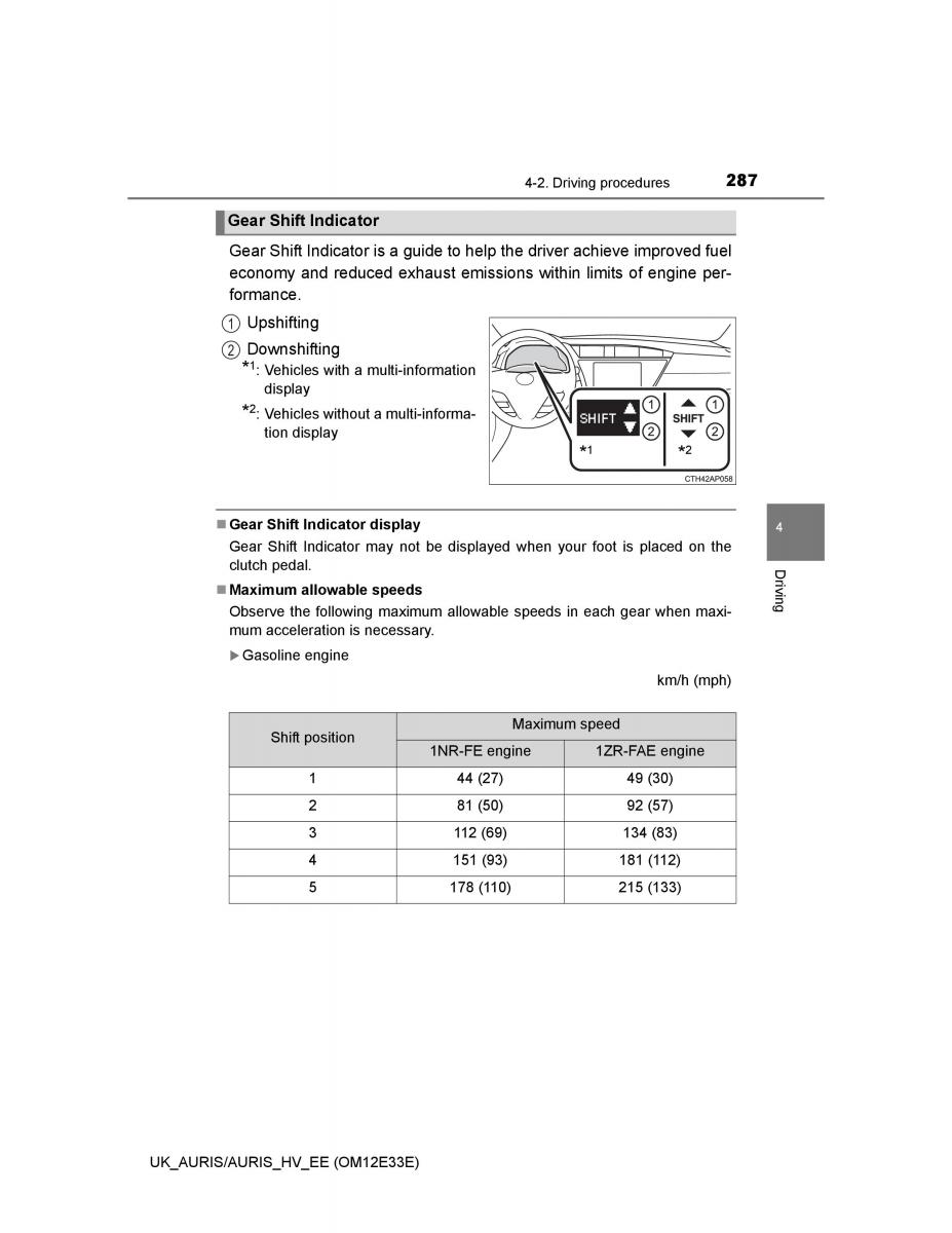 Toyota Auris II 2 owners manual / page 287