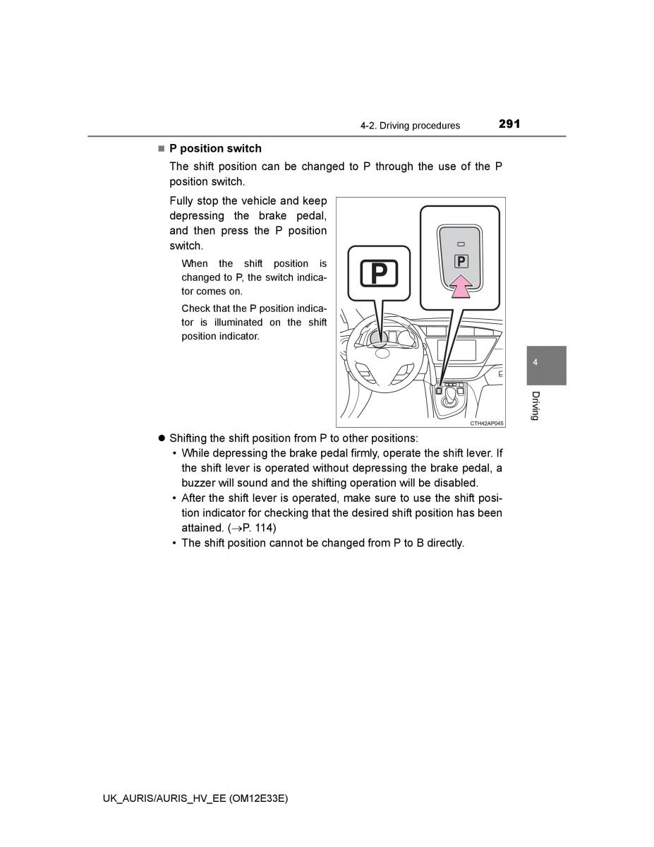 Toyota Auris II 2 owners manual / page 291