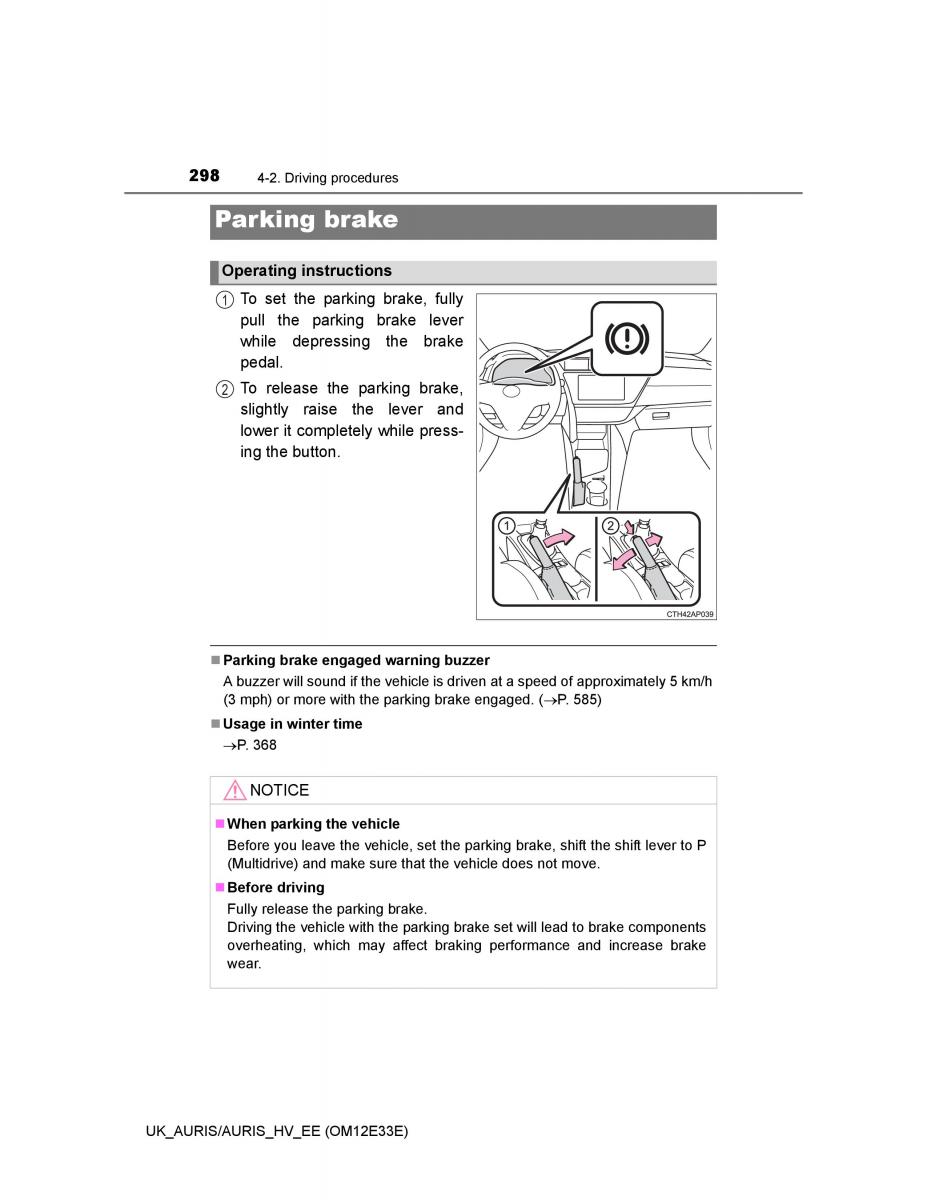 Toyota Auris II 2 owners manual / page 298