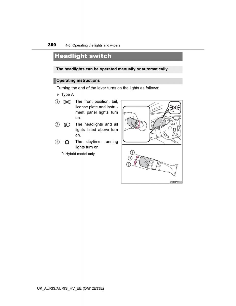 Toyota Auris II 2 owners manual / page 300