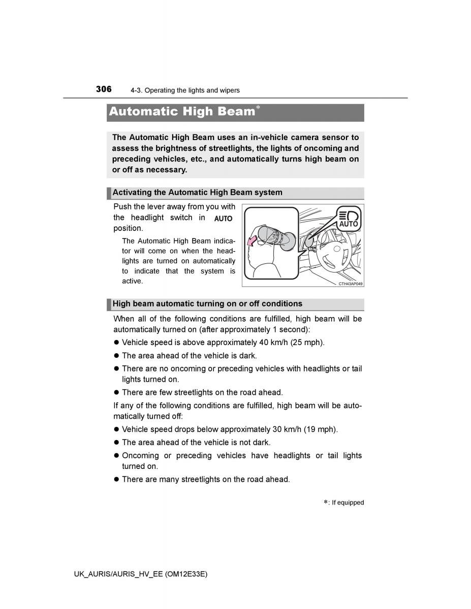 Toyota Auris II 2 owners manual / page 306