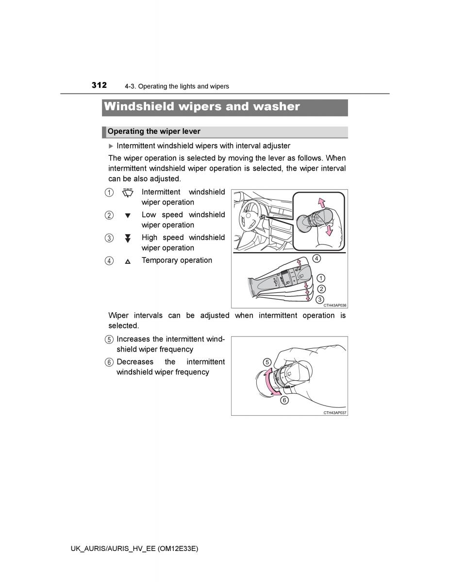 Toyota Auris II 2 owners manual / page 312