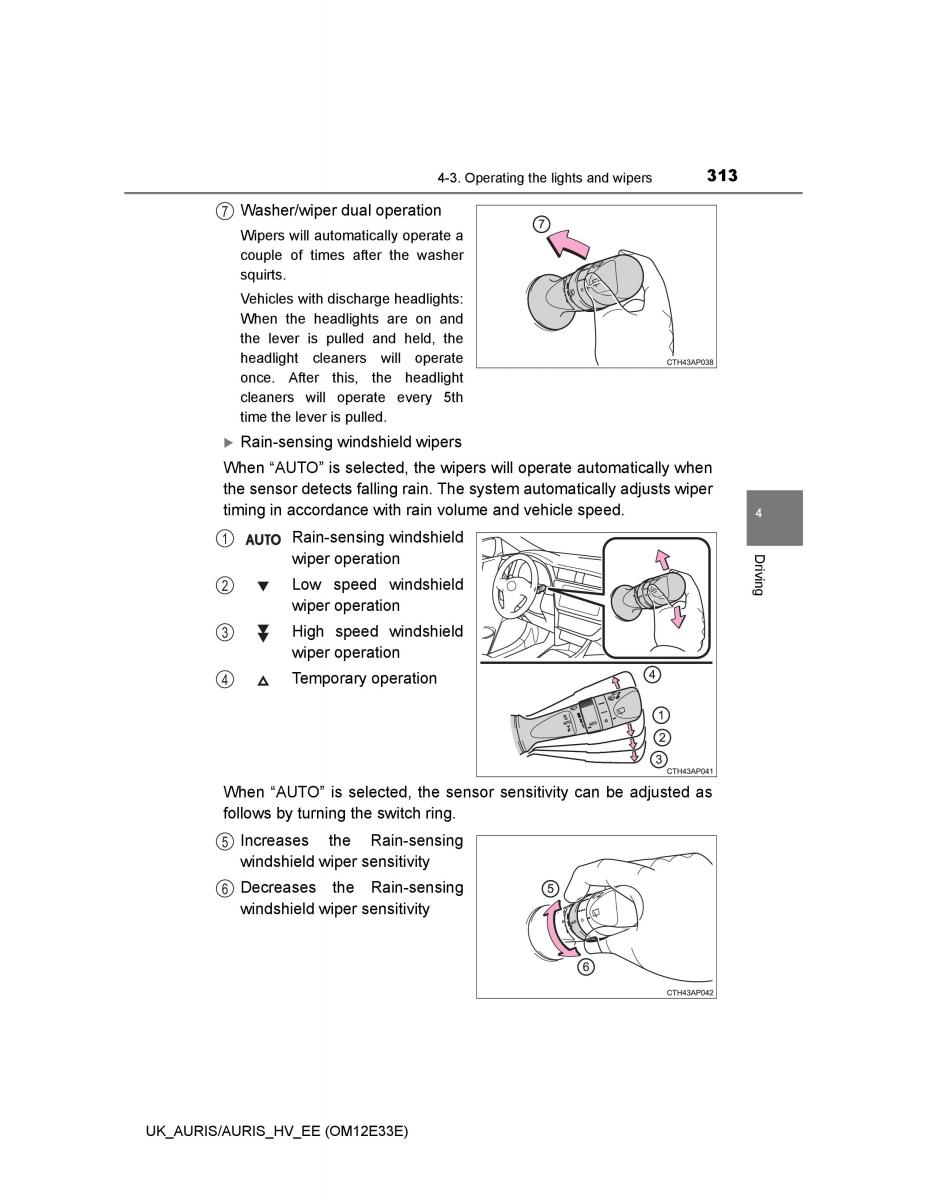 Toyota Auris II 2 owners manual / page 313