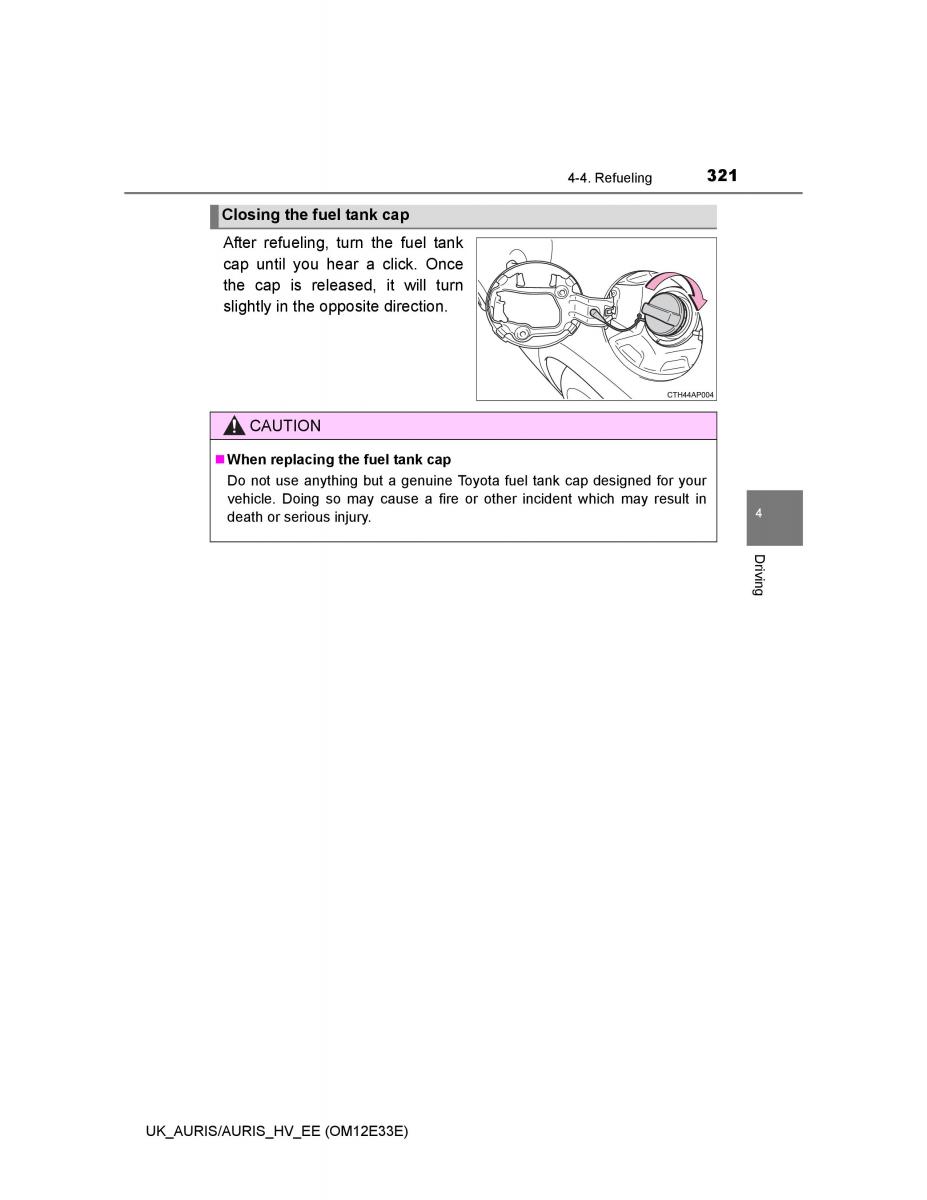 Toyota Auris II 2 owners manual / page 321