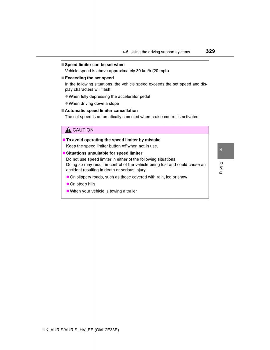 Toyota Auris II 2 owners manual / page 329