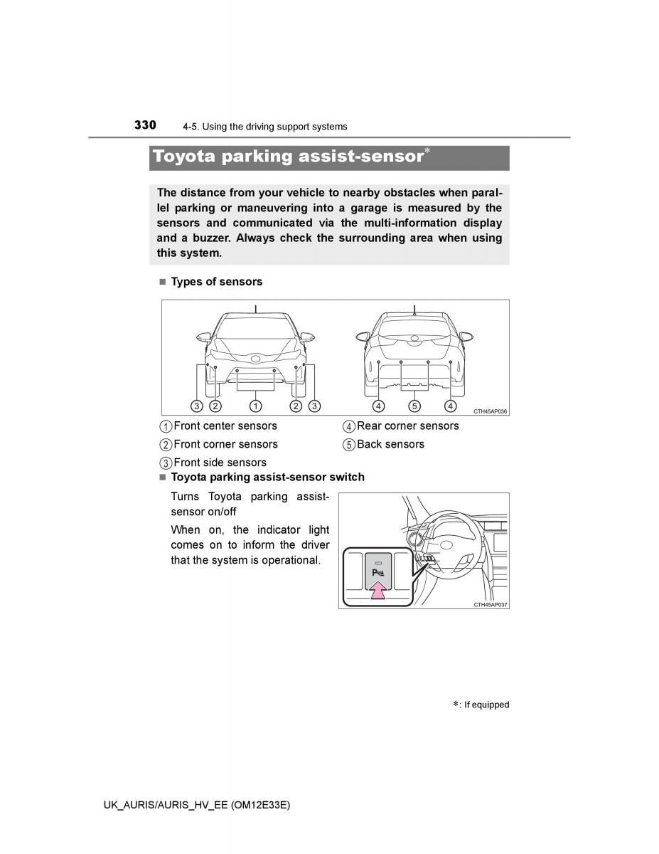 Toyota Auris II 2 owners manual / page 330