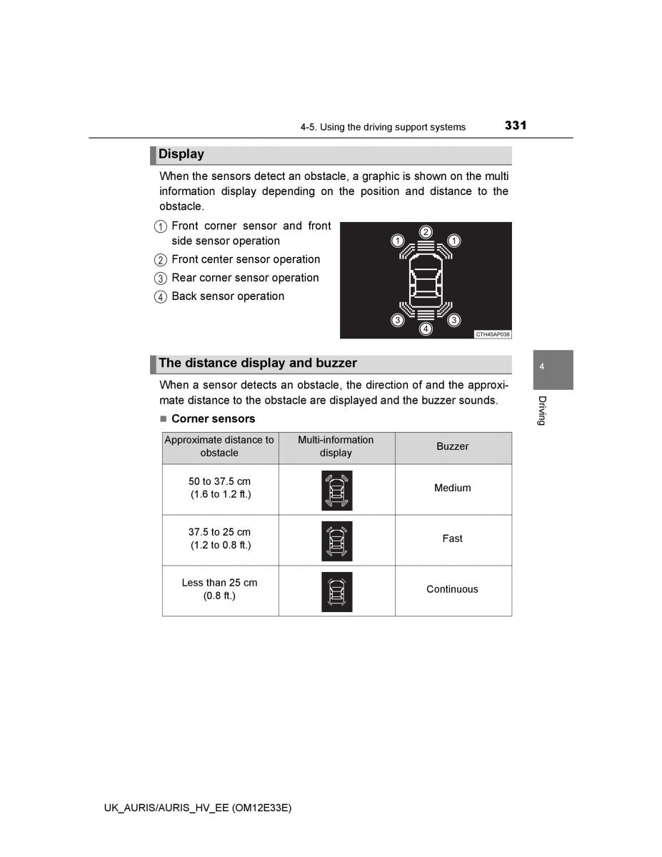 Toyota Auris II 2 owners manual / page 331