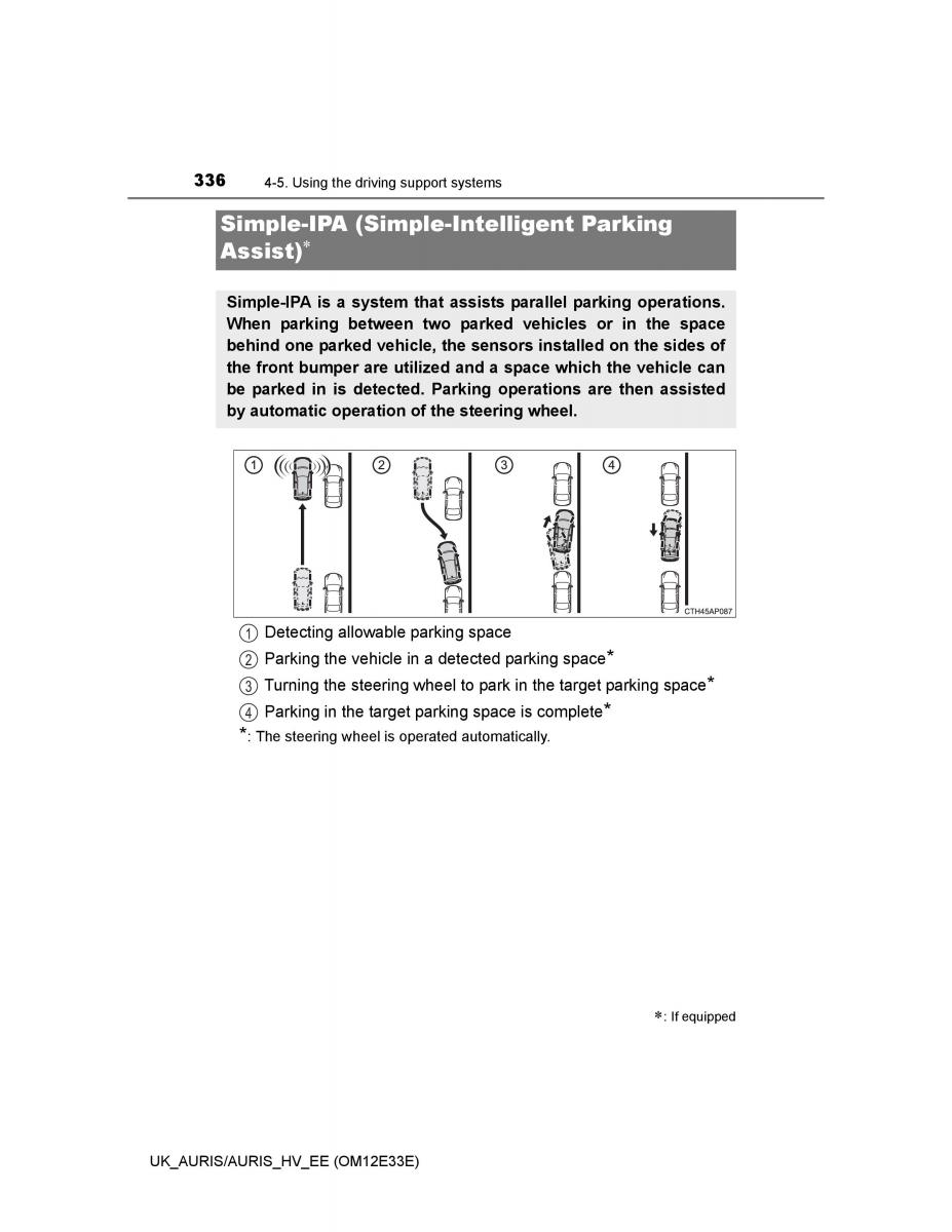 Toyota Auris II 2 owners manual / page 336