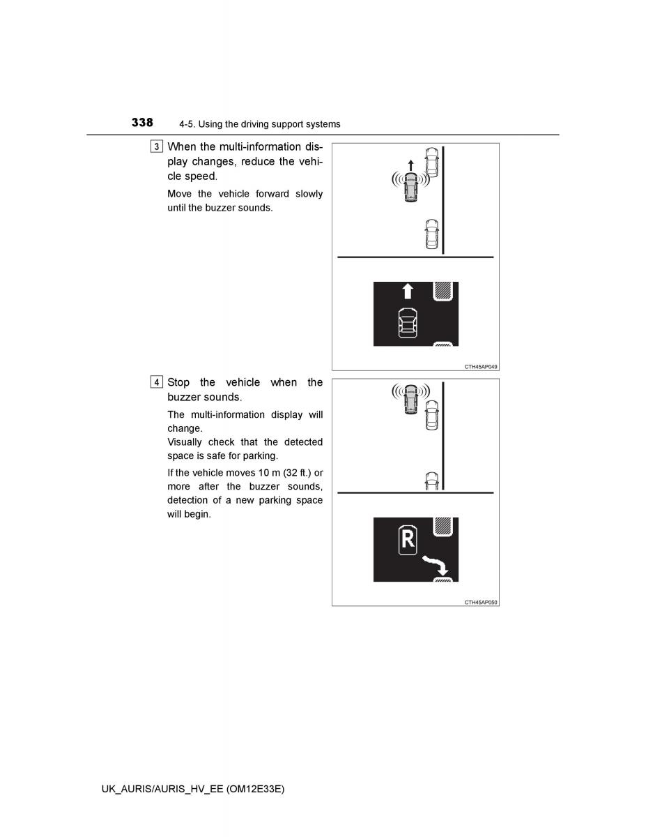 Toyota Auris II 2 owners manual / page 338