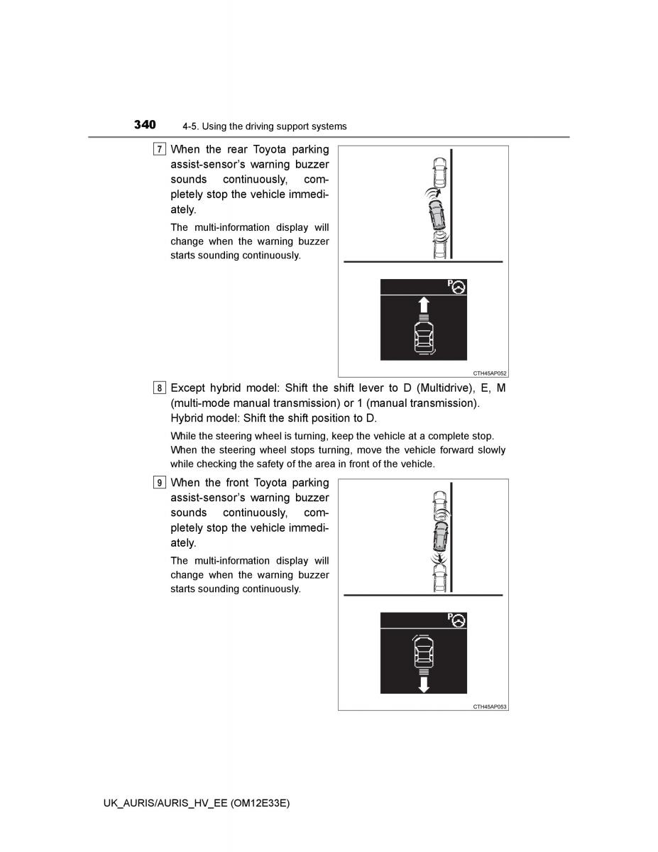 Toyota Auris II 2 owners manual / page 340