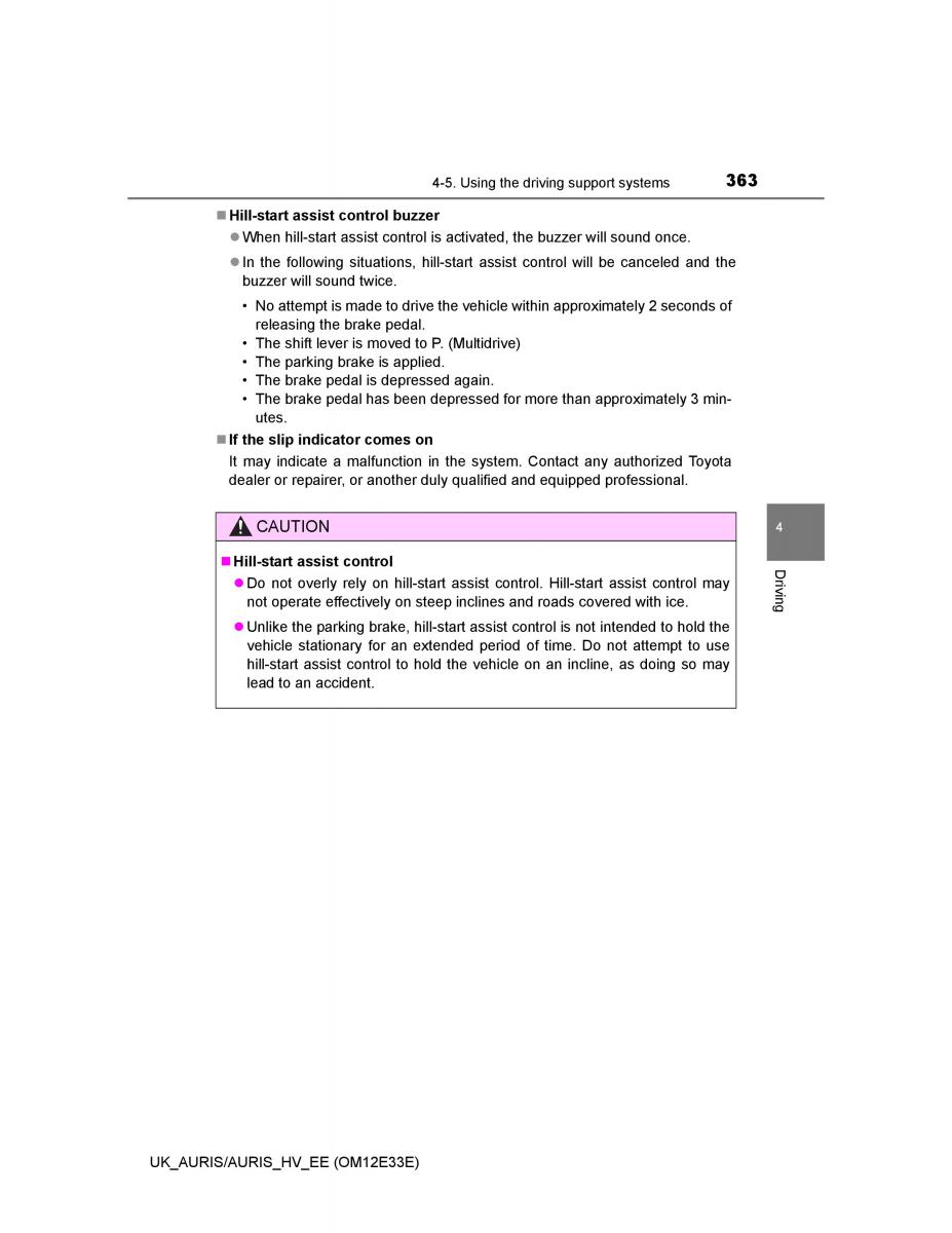 Toyota Auris II 2 owners manual / page 363