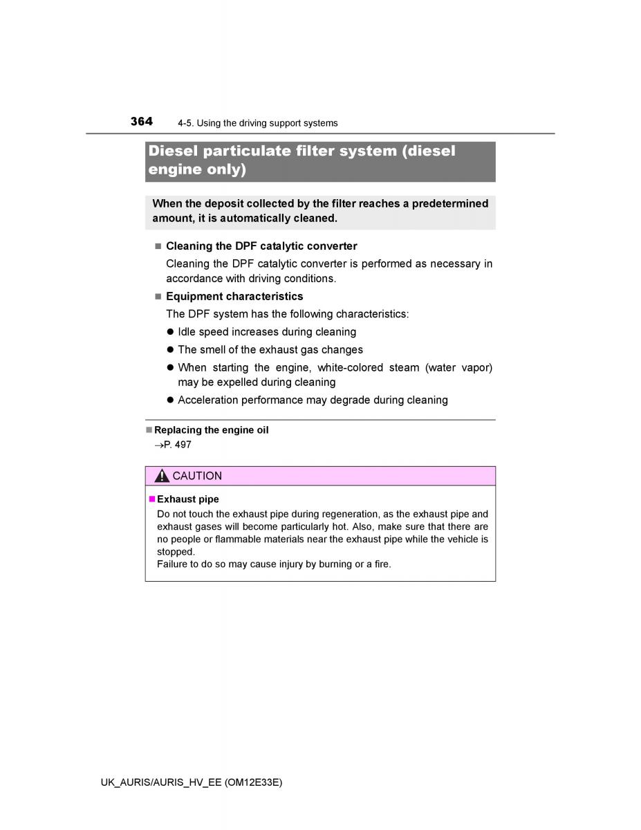 Toyota Auris II 2 owners manual / page 364