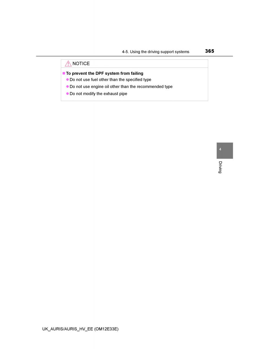 Toyota Auris II 2 owners manual / page 365