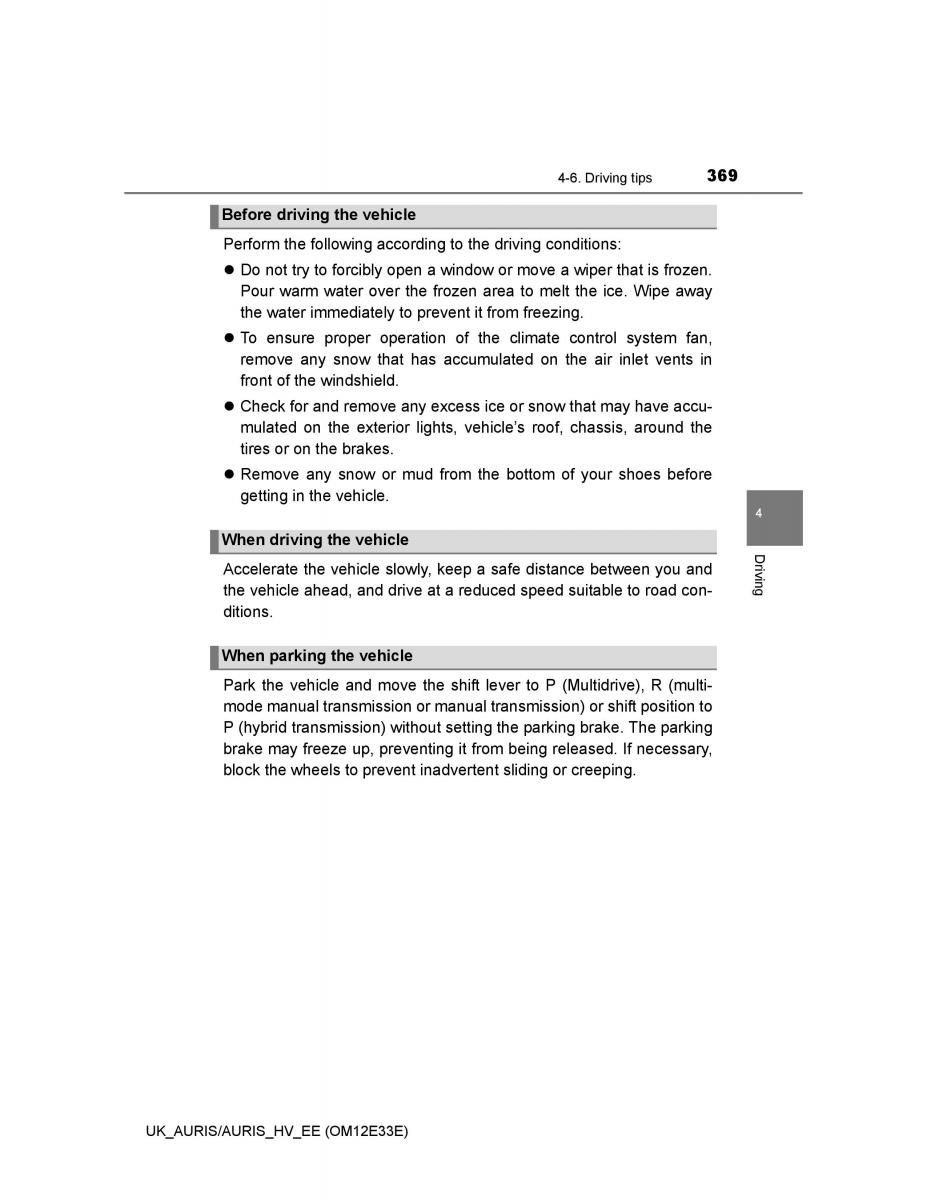 Toyota Auris II 2 owners manual / page 369