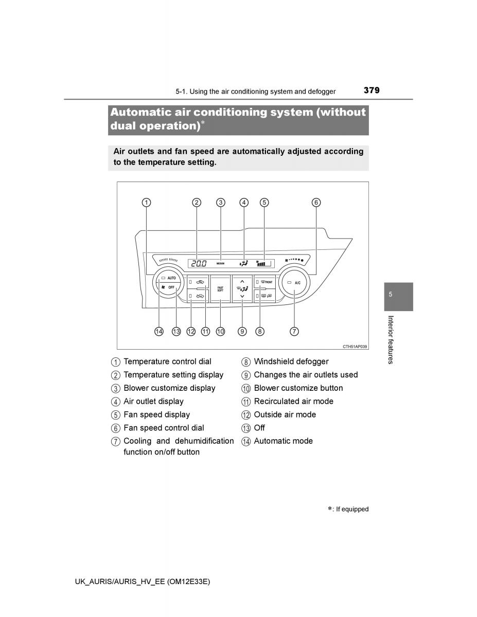 Toyota Auris II 2 owners manual / page 379