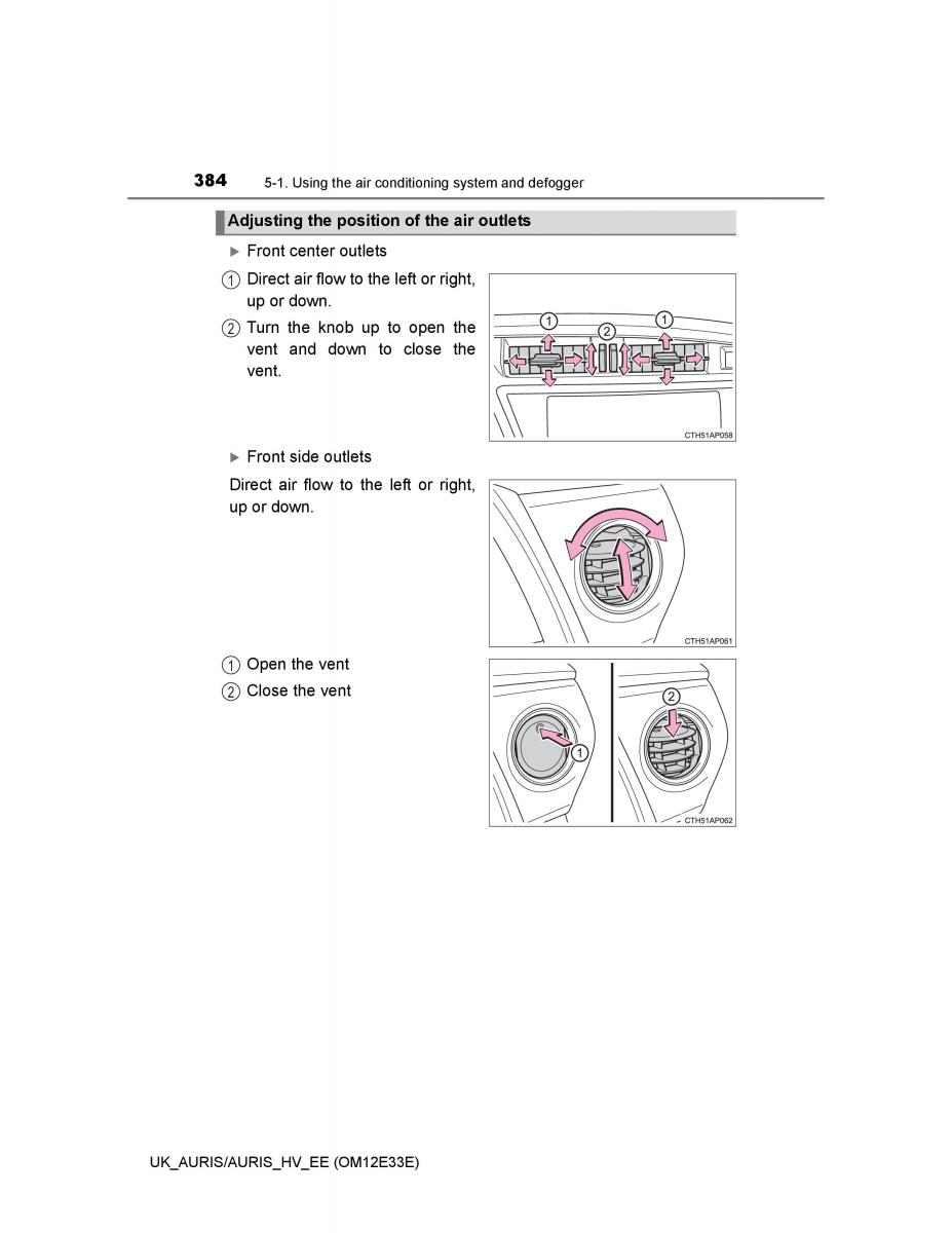 Toyota Auris II 2 owners manual / page 384