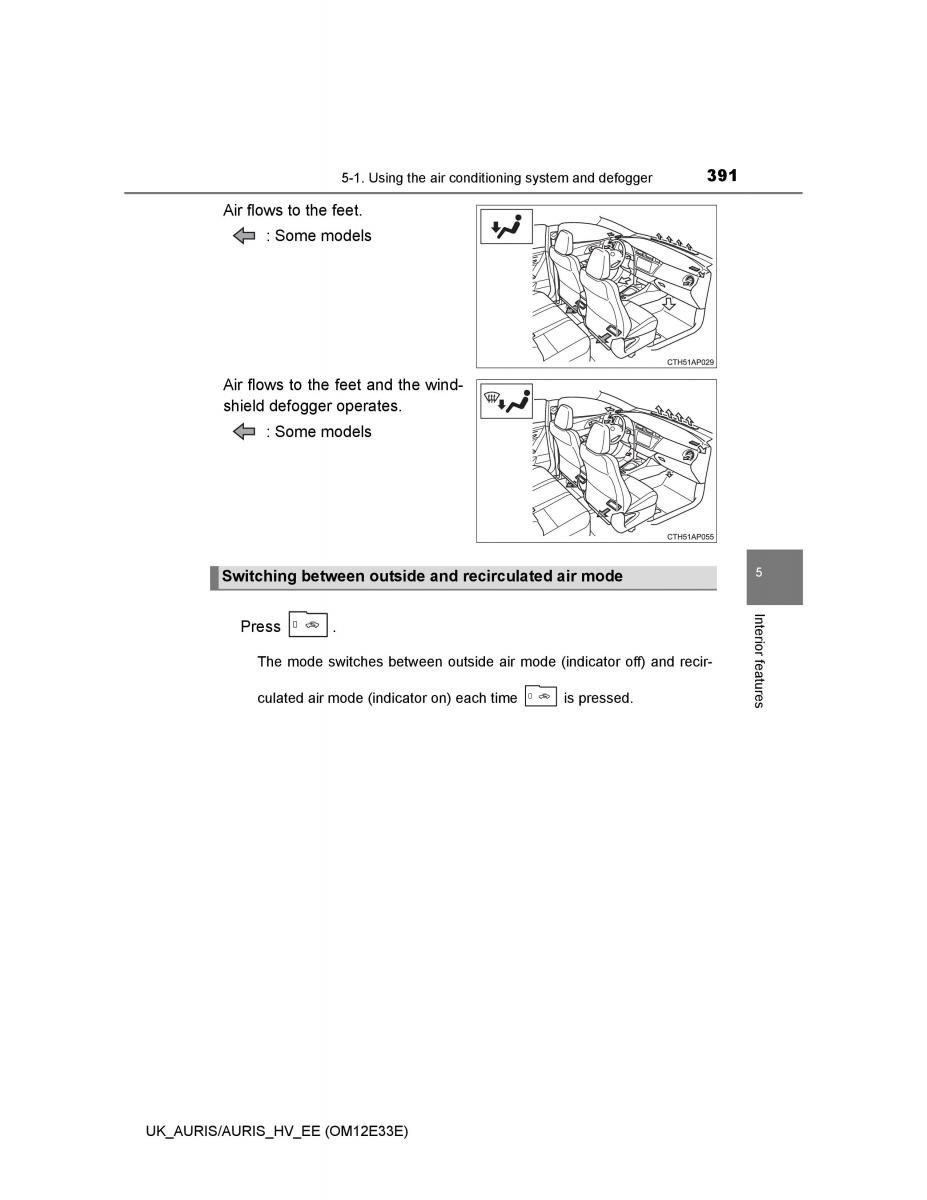 Toyota Auris II 2 owners manual / page 391