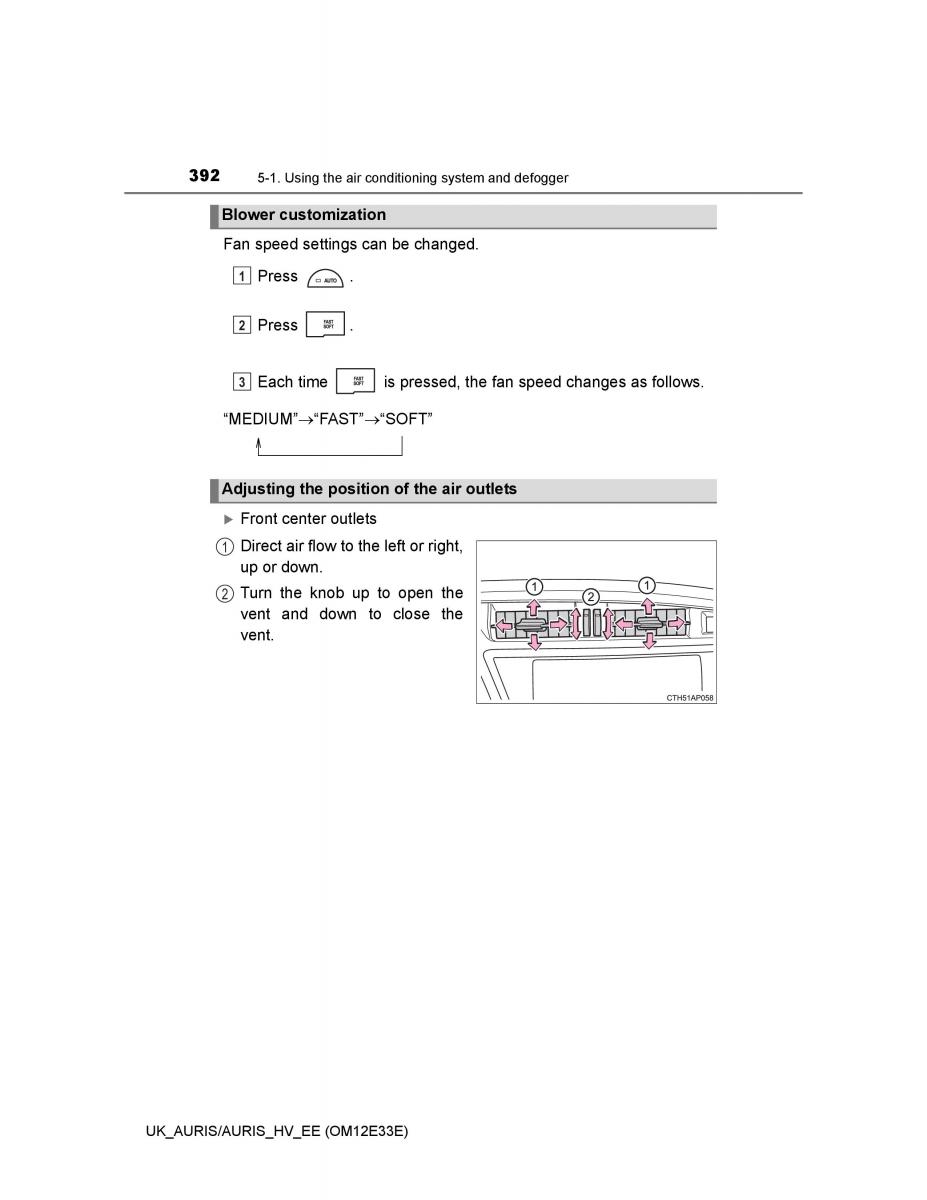 Toyota Auris II 2 owners manual / page 392