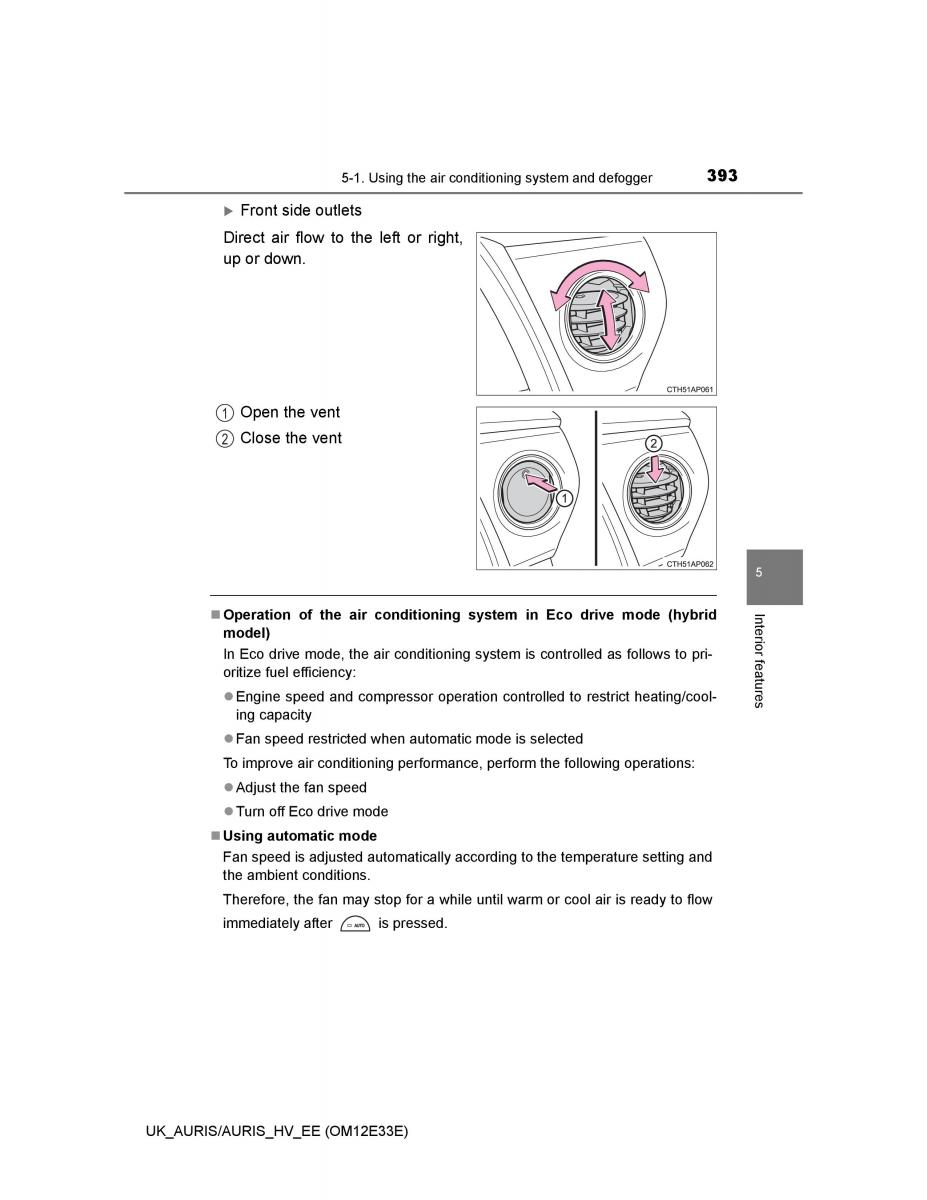 Toyota Auris II 2 owners manual / page 393