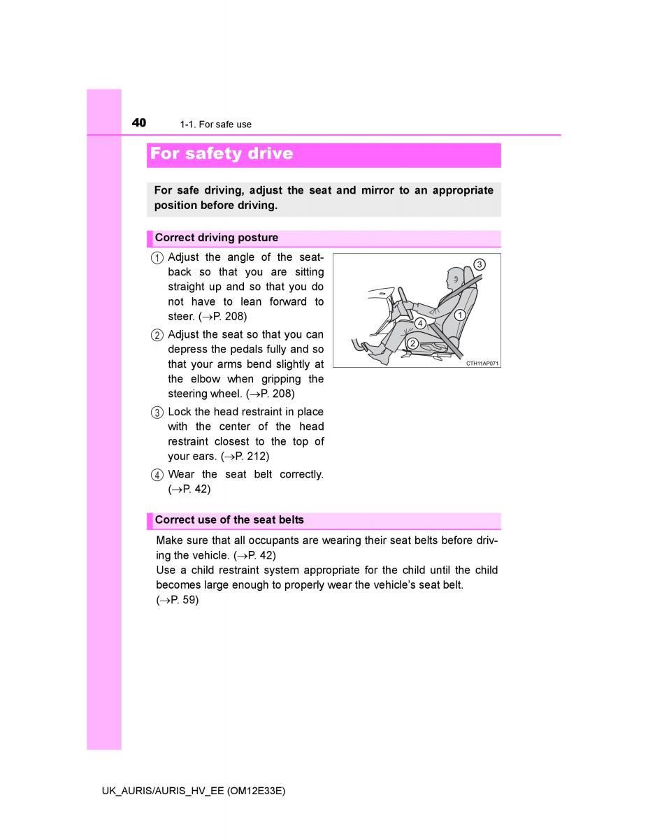 Toyota Auris II 2 owners manual / page 40