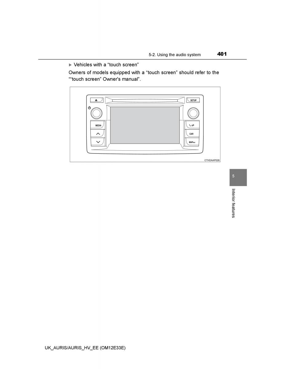 Toyota Auris II 2 owners manual / page 401