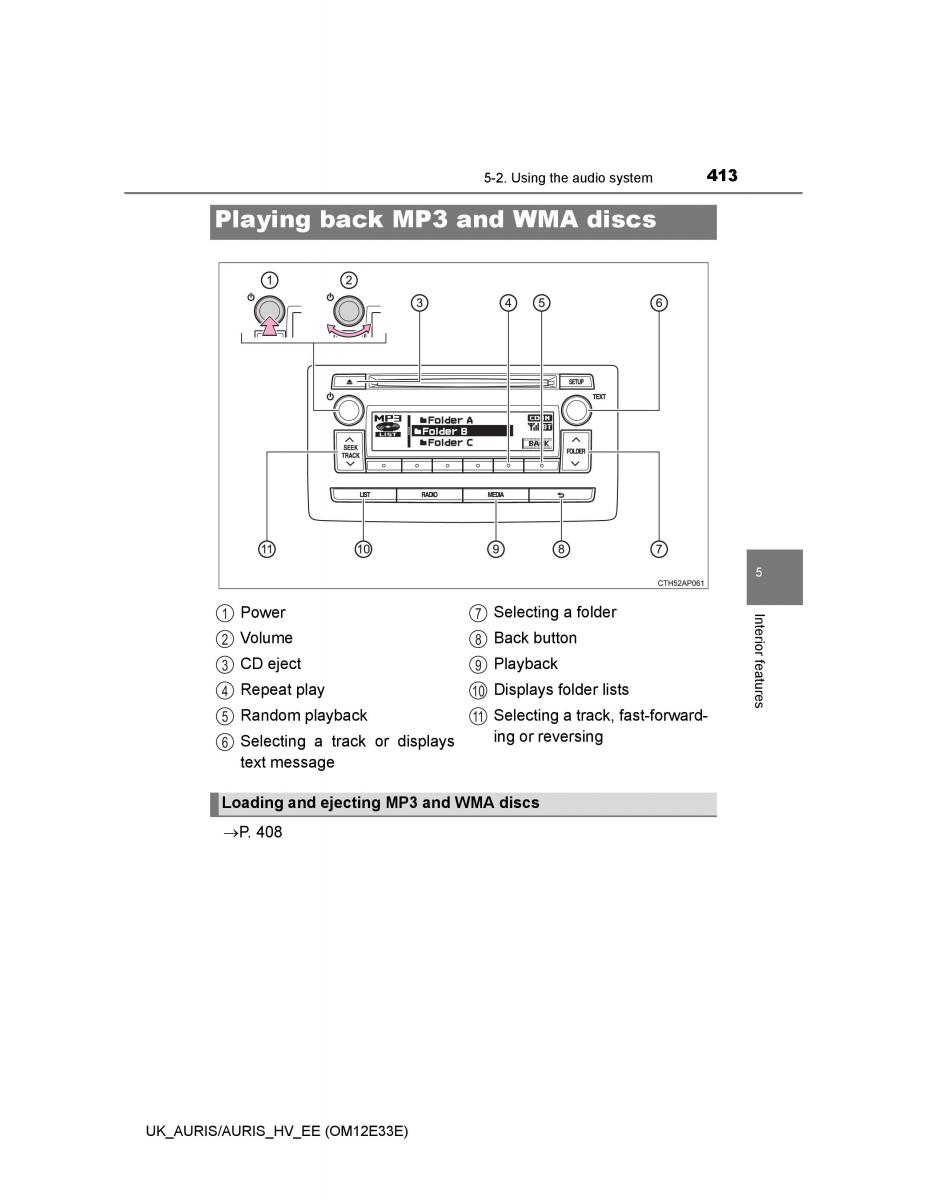 Toyota Auris II 2 owners manual / page 413