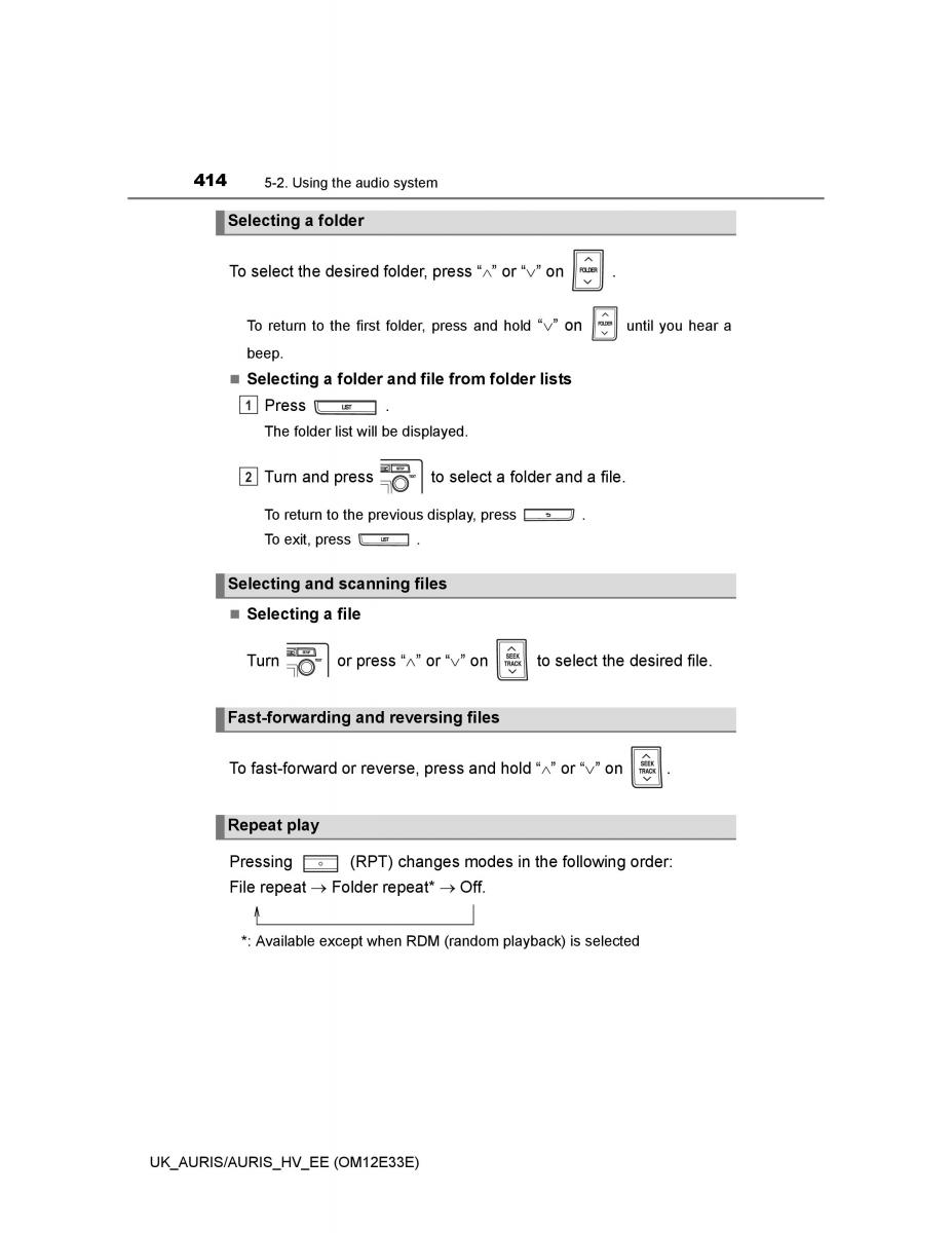 Toyota Auris II 2 owners manual / page 414