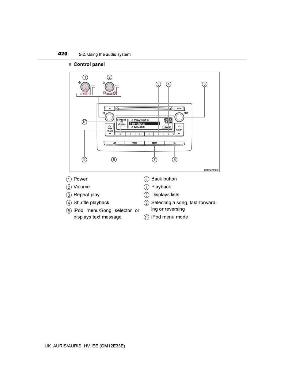 Toyota Auris II 2 owners manual / page 420