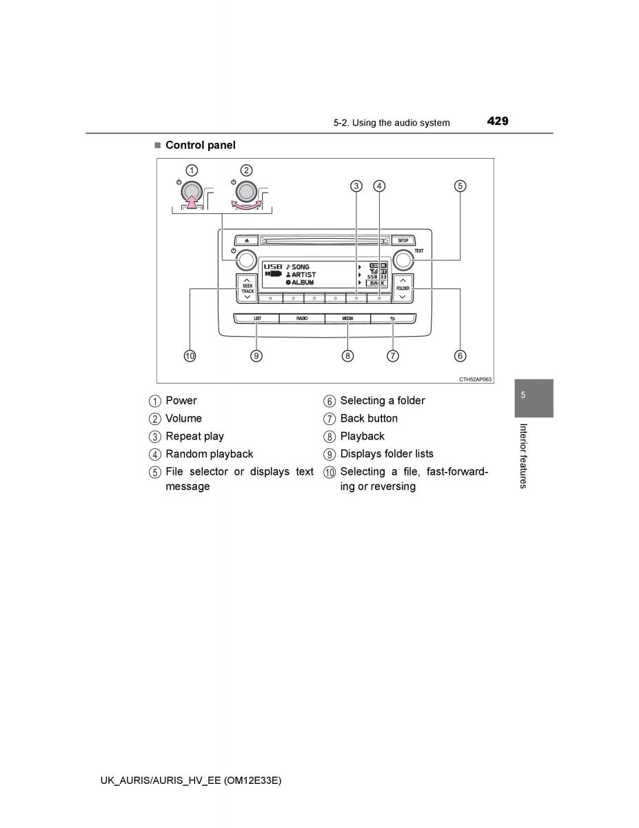 Toyota Auris II 2 owners manual / page 429