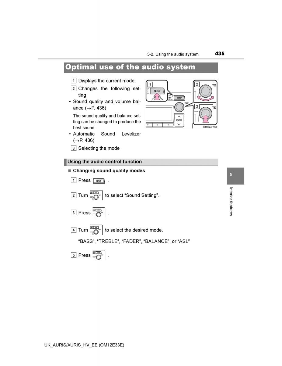 Toyota Auris II 2 owners manual / page 435