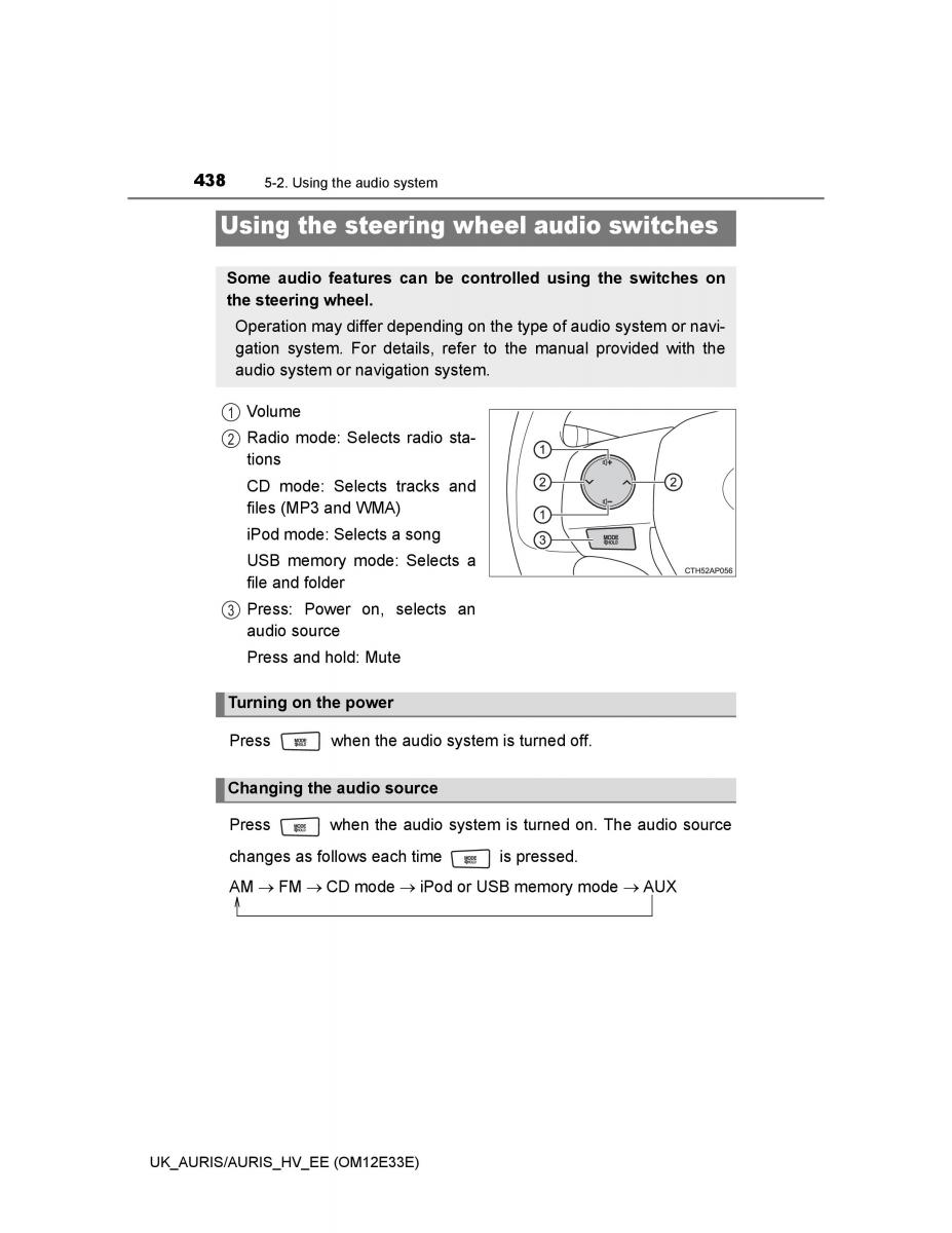 Toyota Auris II 2 owners manual / page 438