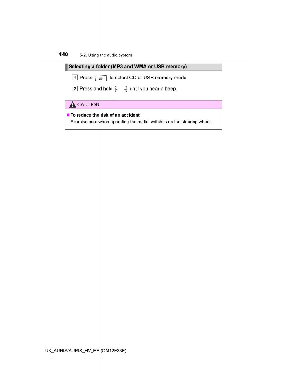 Toyota Auris II 2 owners manual / page 440