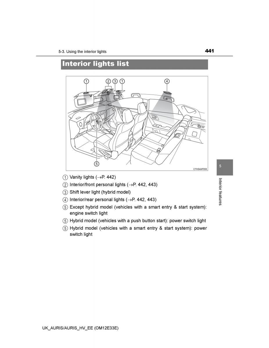 Toyota Auris II 2 owners manual / page 441