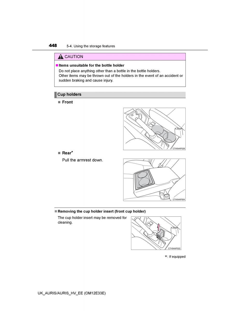 Toyota Auris II 2 owners manual / page 448