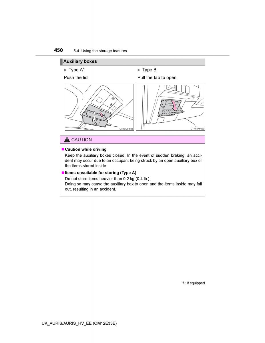 Toyota Auris II 2 owners manual / page 450