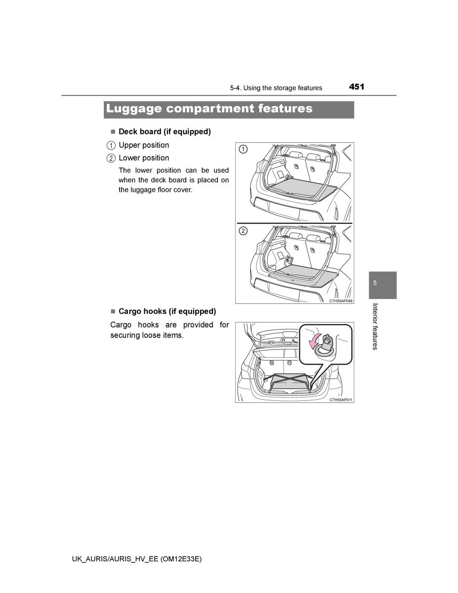 Toyota Auris II 2 owners manual / page 451