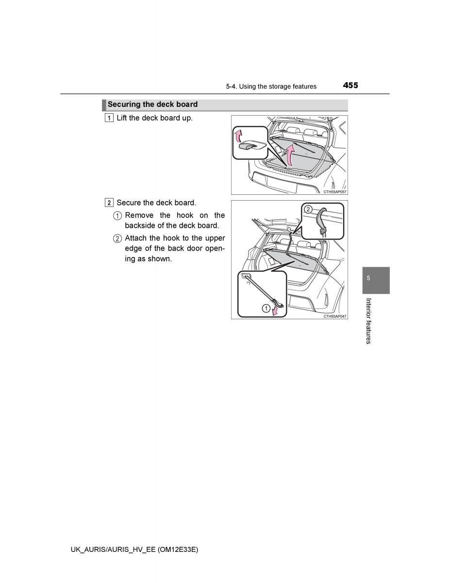 Toyota Auris II 2 owners manual / page 455