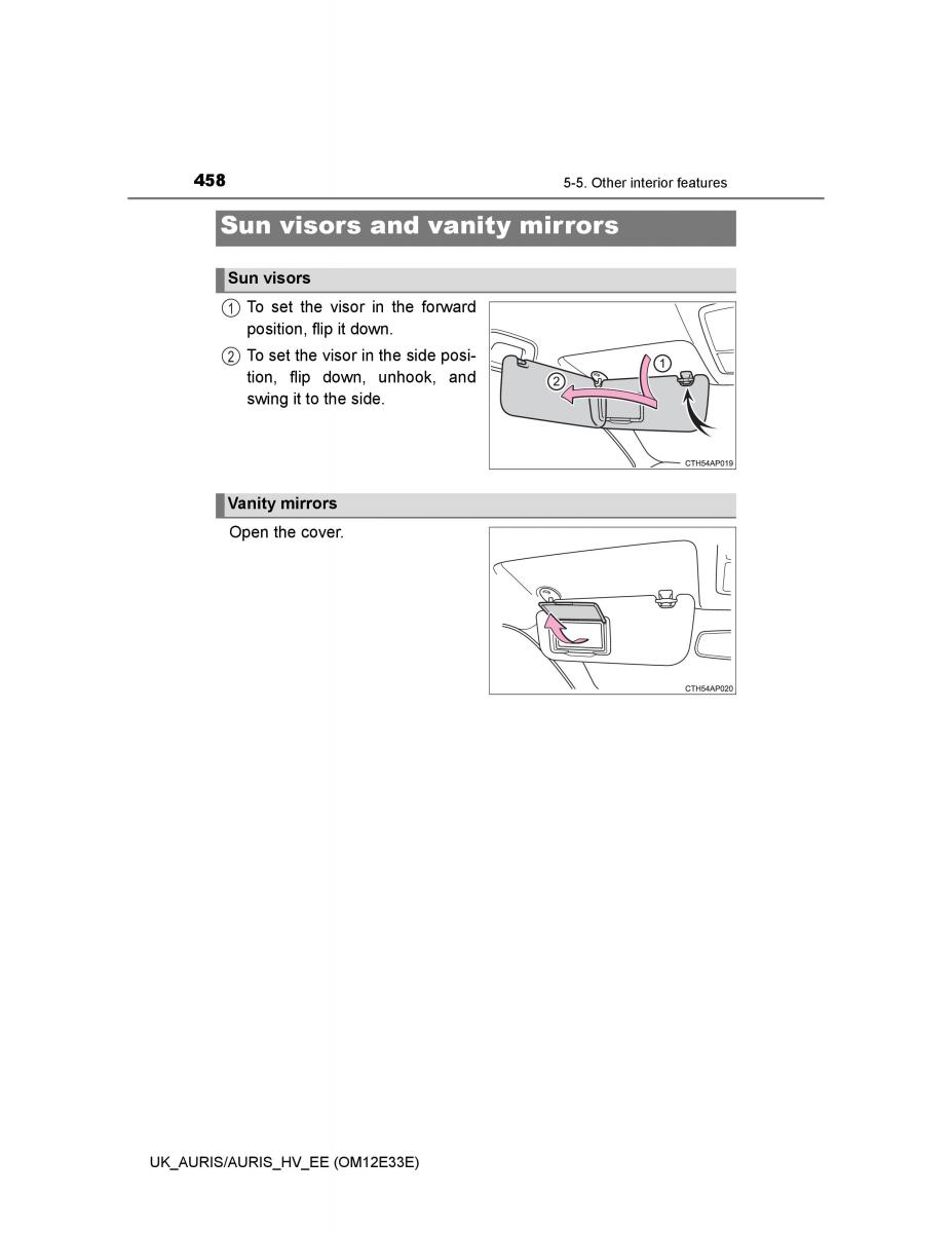 Toyota Auris II 2 owners manual / page 458