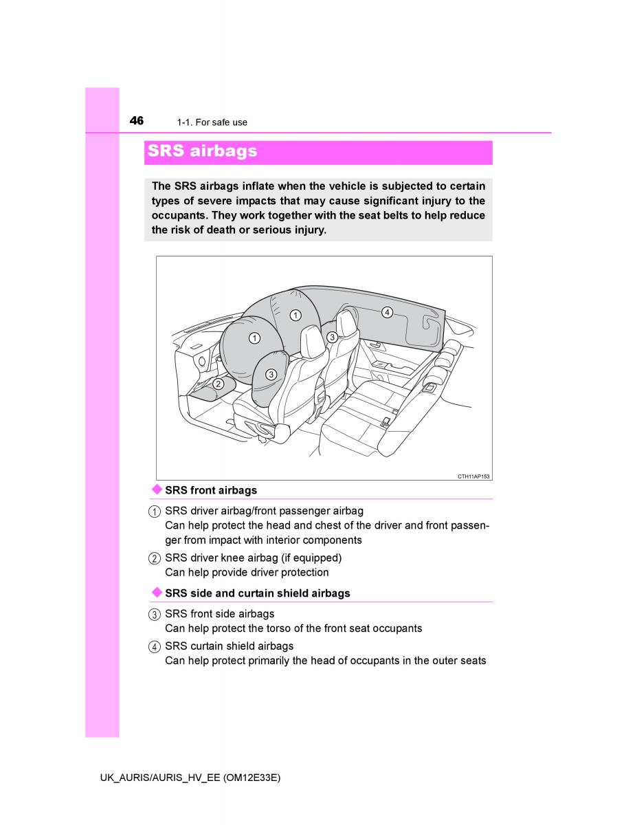 Toyota Auris II 2 owners manual / page 46