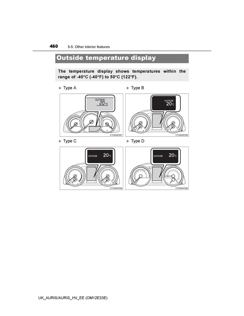 Toyota Auris II 2 owners manual / page 460